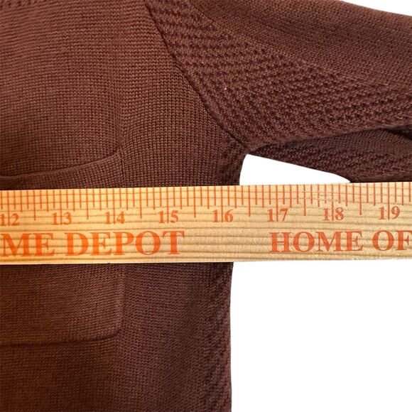 Burberry Brit Burgundy Merino Wool Silk Knit  Cardigan Size XS Minimalist Prep - Picture 11 of 13